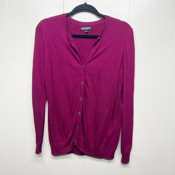 Nicole Miller Sparkle Metallic Button Front Women's Long Sleeve Cardigan Small - Picture 1 of 12